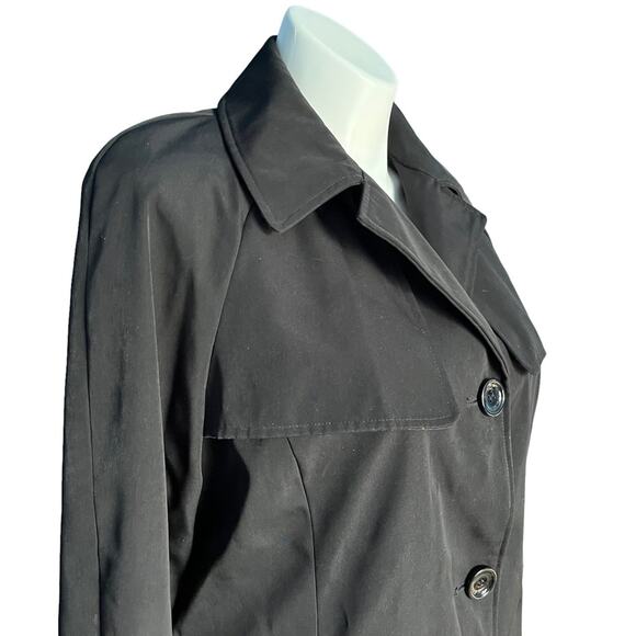 Calvin Klein black water resistant trench coat size Large button closure - Picture 4 of 14